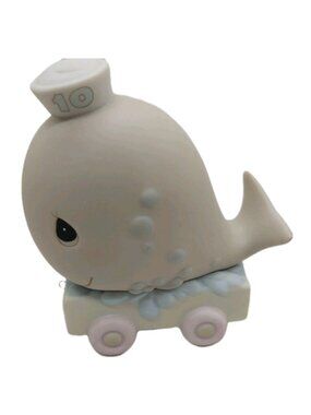 Precious Moments Whale Figurine Age 10 Birthday Train Cake Topper 4" No Box 1991